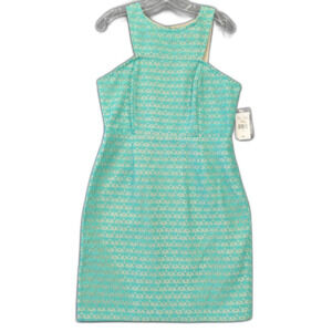 J Taylor Green Turquoise Dress Midi Lace Sleeveless NEW $50 Women's 10 Juniors